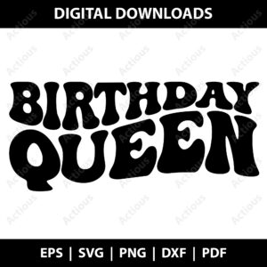 Birthday Queen wavy text svg, Party Queen Svg, commercial use svg