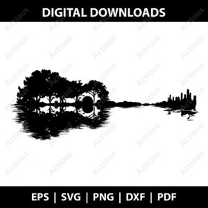 Guitar Silhouette Svg, Nature Guitar Svg, cricut cut file