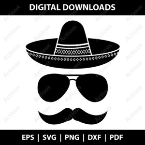 Sombrero Glasses and Mustache cliparts, Cinco de Mayo svg, instant download svg