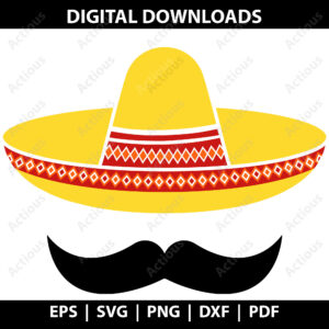 Sombrero and Mustache svg, Cinco de Mayo svg, trendy graphic svg