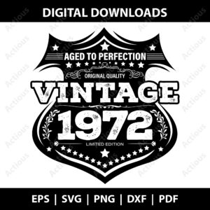 Vintage 1972 Birth year svg, Born in 1972 Svg, digital download design