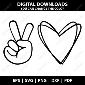 Peace  love cliparts Svg, Hippie Hand Heart Cut File, commercial use svg