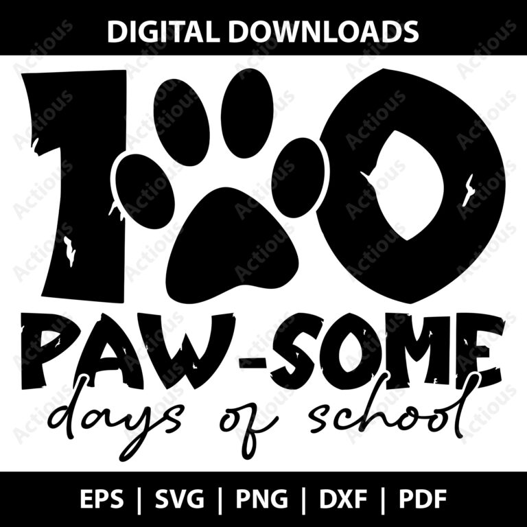 100 paw some days of school svg,