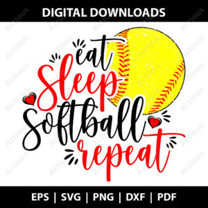 eat sleep softball repeat svg,