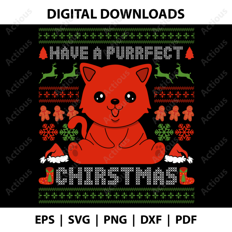 have a purrfect christmas svg, grumpy christmas cat svg, cricut svg file