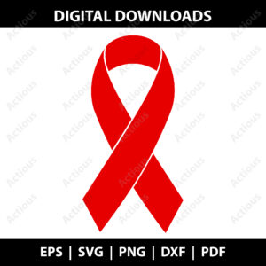 red ribbon cancer svg,