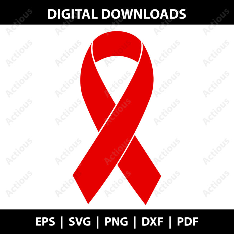 red ribbon cancer svg,