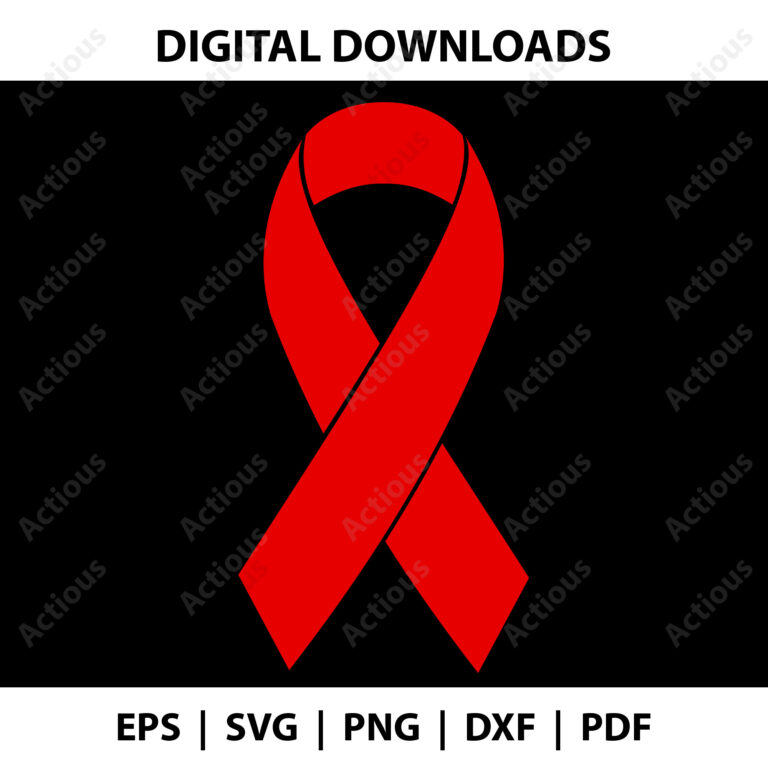 red ribbon cancer svg,