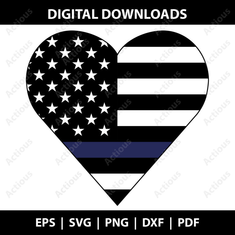police flag heart svg,
