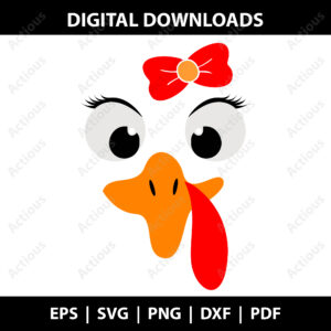 turkey face svg, girl turkey svg, thanksgiving svg, printable t shirt design file