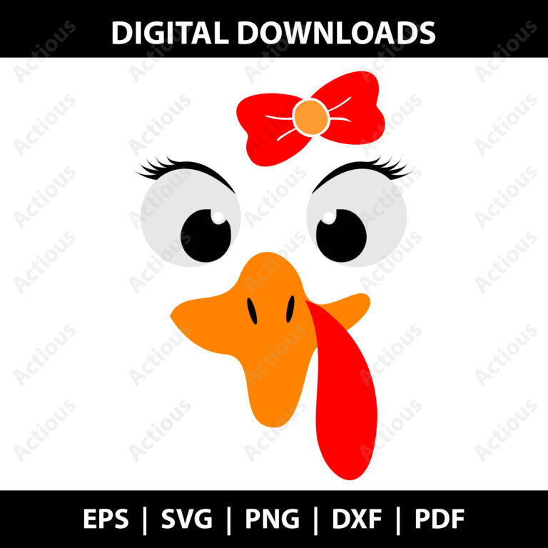 turkey face svg, girl turkey svg, thanksgiving svg, printable t shirt design file